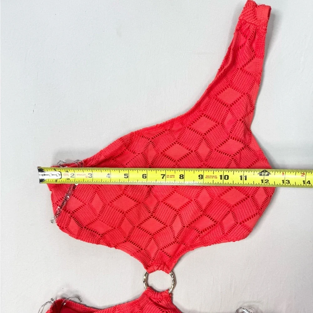 Vince Camuto One Piece Swimsuit Womens Size 6 Red Orange One-Shoulder Cutout - Picture 10 of 14